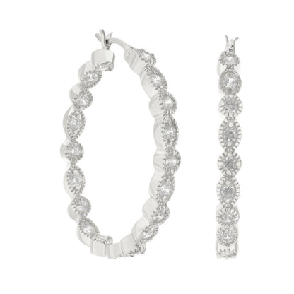 Lauren G Adams pave hoop earrings silver-tone with clear pavé stones; two hoop designs included on Tampa Home & Garden Store