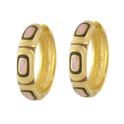 Modern Art Enamel Hoop Earrings by Lauren G Adams, gold-tone hoops with pink enamel on Tampa Home & Garden Store