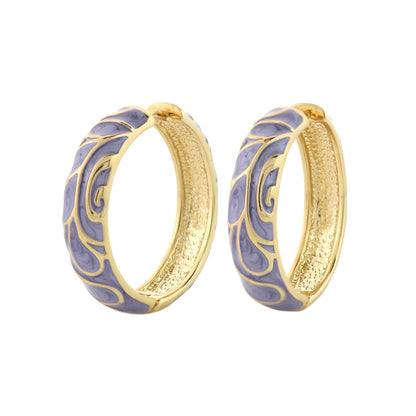 Tear Drop Hoops enamel earrings set of 2 in purple on gold-tone base by Lauren G Adams on Tampa Home & Garden Store