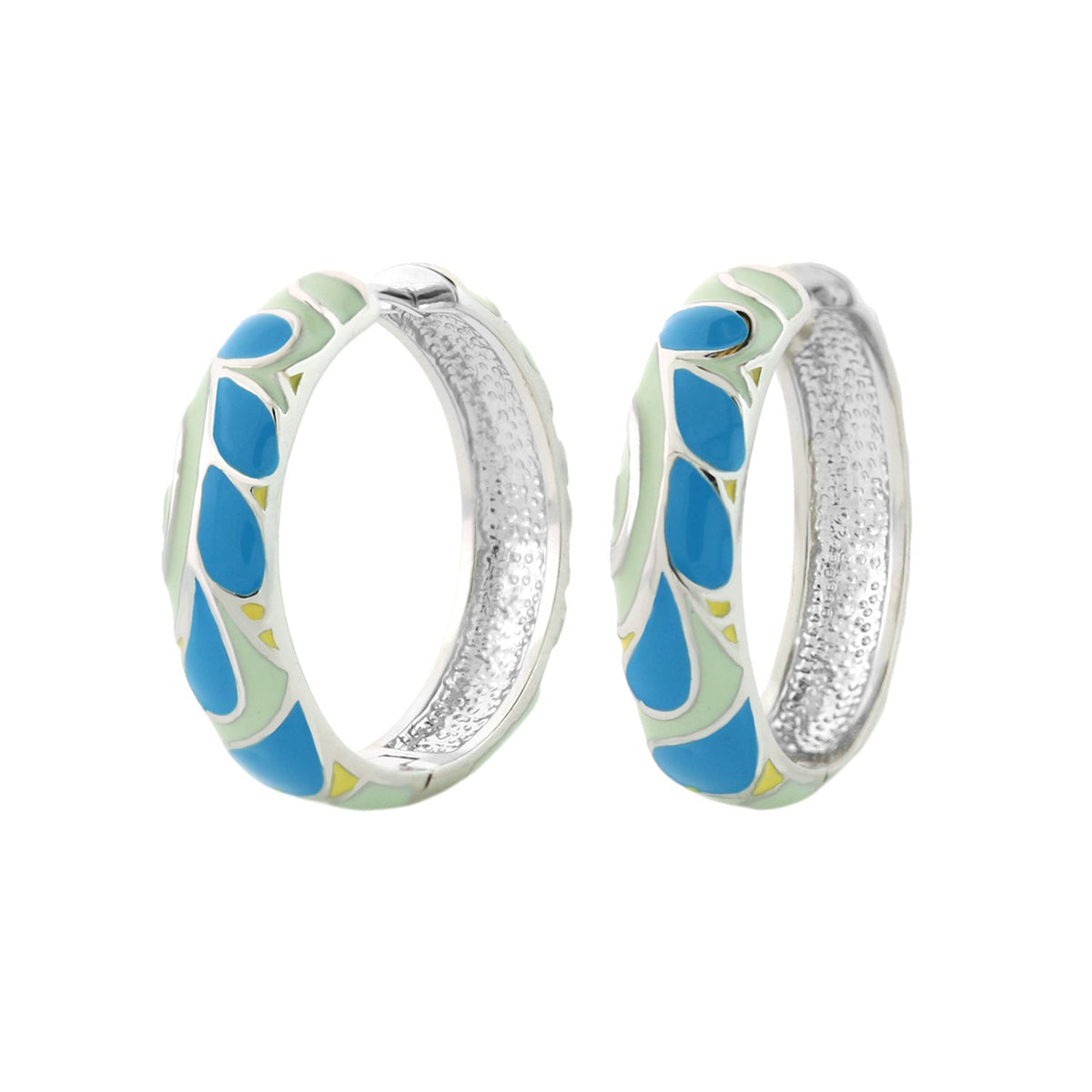 Tear Drop Hoops enamel hoop earrings Lauren G Adams blue turquoise enamel mint green accents pair on Tampa Home & Garden Store