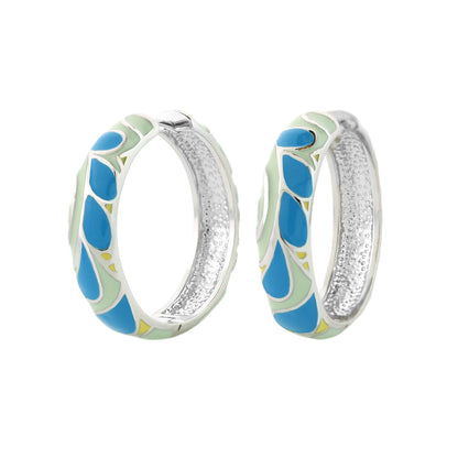 Tear Drop Hoops enamel hoop earrings Lauren G Adams blue turquoise enamel mint green accents pair on Tampa Home & Garden Store