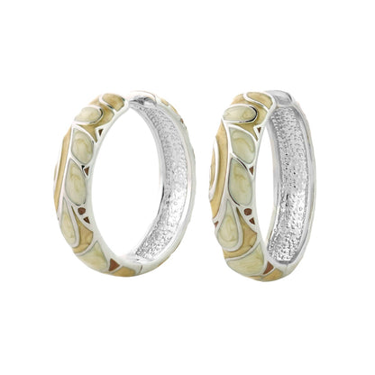 Tear Drop Hoops by Lauren G Adams cream olive mosaic with silver-tone trim two hoops on Tampa Home & Garden Store
