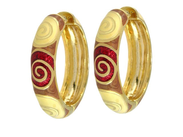 Swirl Enamel Hoops and Gold Plated Earrings