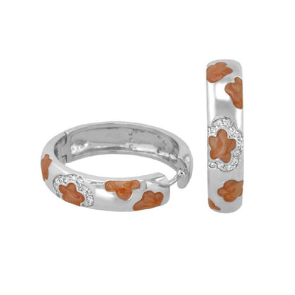 Dancing Daisy enamel hoop earrings by Lauren G Adams, silver hoops with orange daisies on Tampa Home & Garden Store