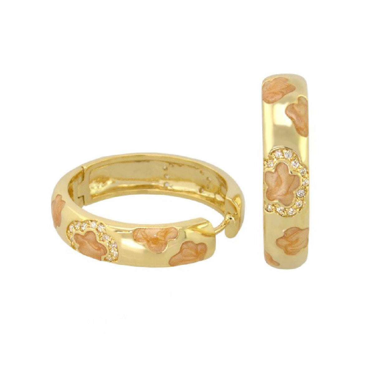 Dancing Daisy Enamel Hoop earrings in gold-tone with peach daisies by Lauren G Adams on Tampa Home & Garden Store