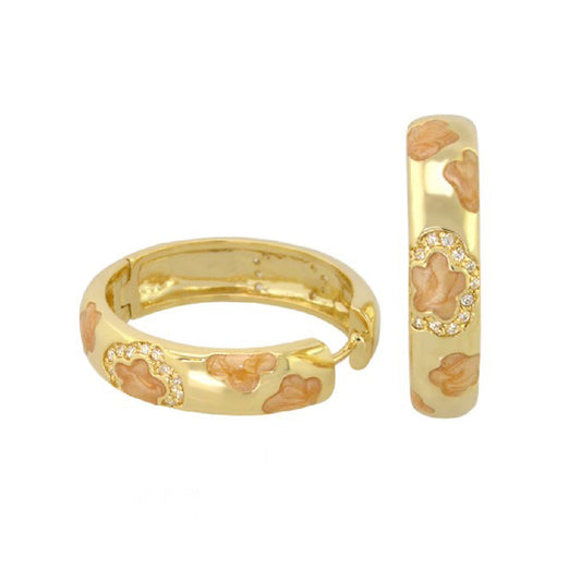 Dancing Daisy Enamel Hoop earrings in gold-tone with peach daisies by Lauren G Adams on Tampa Home & Garden Store