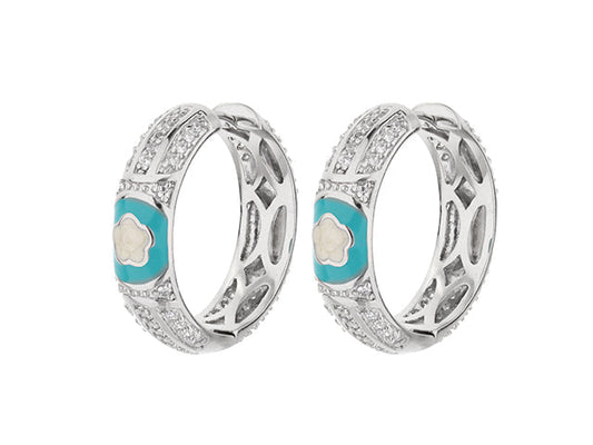 Dancing Daisy Earrings - Pavé Flower Huggie, turquoise enamel hoops, Lauren G Adams on Tampa Home & Garden Store