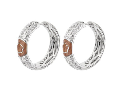 Dancing Daisy Earrings Huggie pavé hoops silver with brown enamel flower by Lauren G Adams on Tampa Home & Garden Store