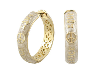 Peace And Love earrings by Lauren G Adams — gold-tone hoops with textured ivory inset on Tampa Home & Garden Store