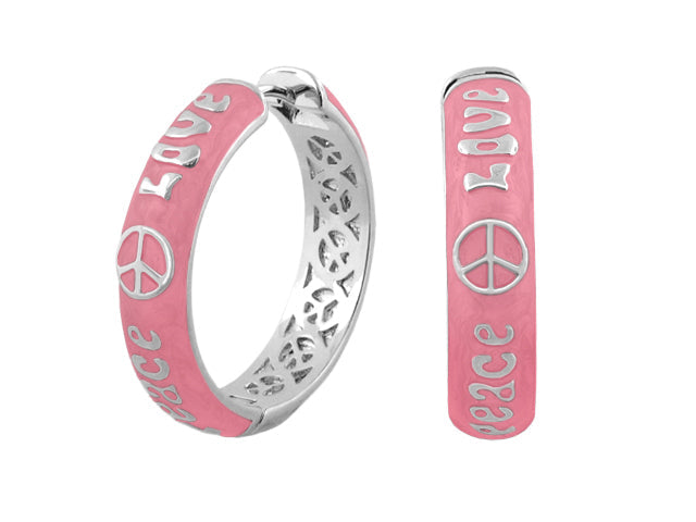 Peace and Love earrings by Lauren G Adams, pink hoop and bar set on Tampa Home & Garden Store on Tampa Home & Garden Store