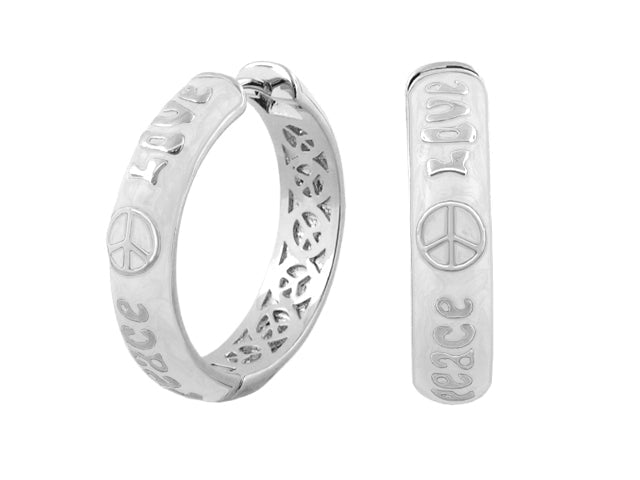 Earrings Peace And Love by Lauren G Adams, silver-tone hoops and rectangular earrings set on Tampa Home & Garden Store