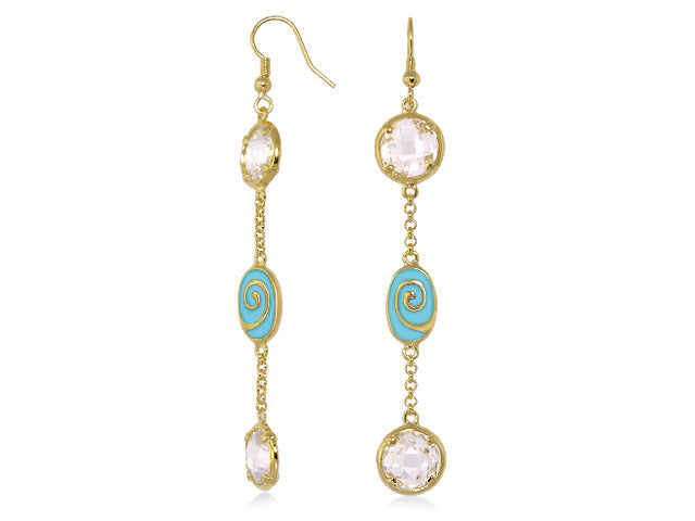 Signature Swirl earrings pair by Lauren G Adams, gold tone with turquoise beads on Tampa Home & Garden Store