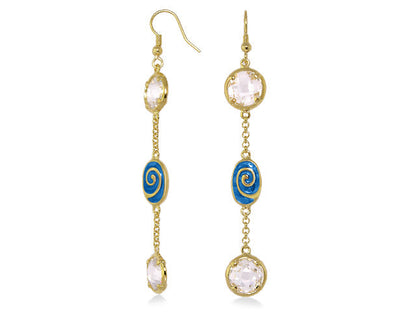Signature Swirl earrings Lauren Adams, gold-tone drops with pink crystals blue enamel Tampa on Tampa Home & Garden Store