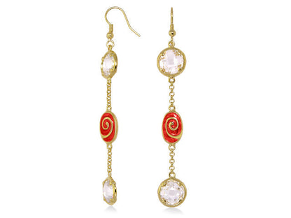 Signature Swirl earrings by Lauren G Adams, gold-tone with red swirl beads on Tampa Home & Garden Store
