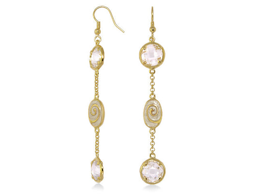 Signature Swirl earrings by Lauren G Adams, gold-tone dangles with pink gemstone accents on Tampa Home & Garden Store
