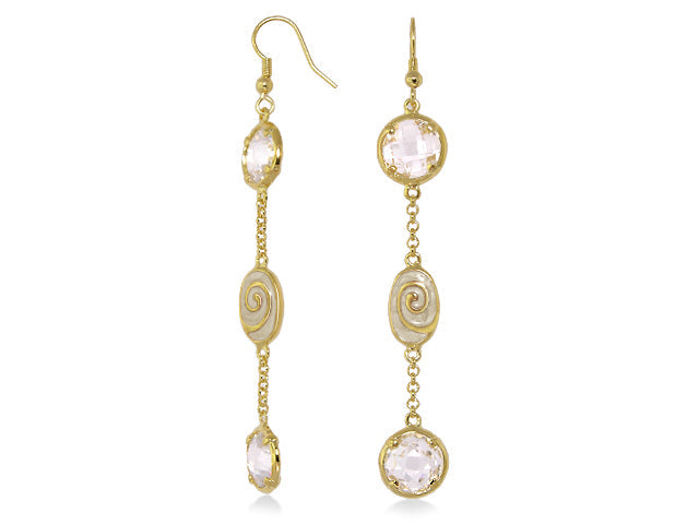 Signature Swirl earrings by Lauren G Adams, gold-tone with pink crystal drops, pair on Tampa Home & Garden Store