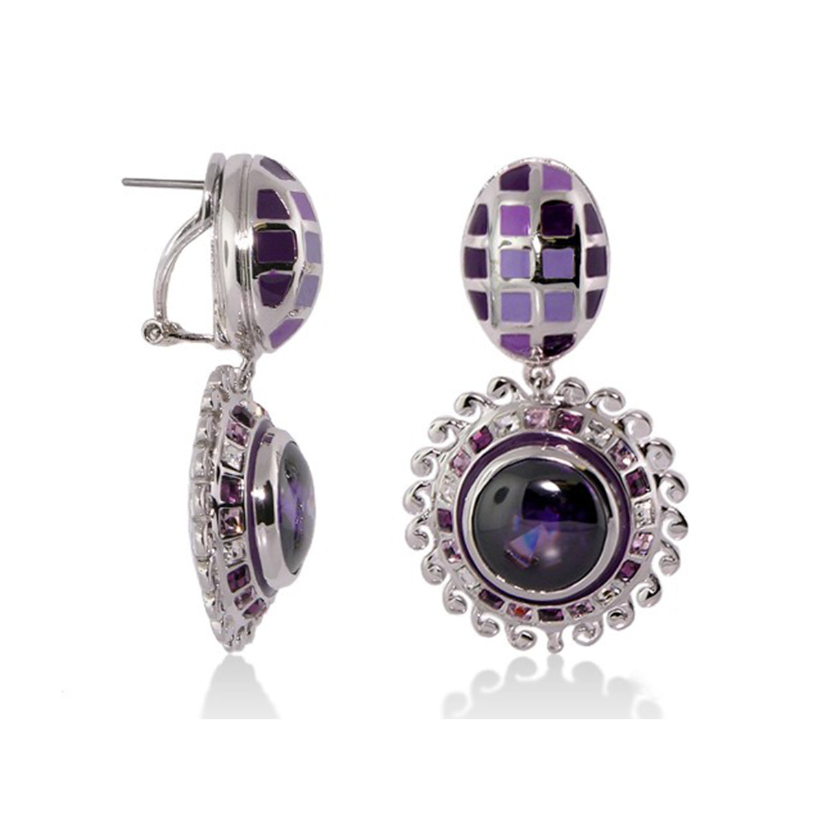 Sundial Earring set in enamel mosaic purple chandelier earrings by Lauren G Adams on Tampa Home & Garden Store