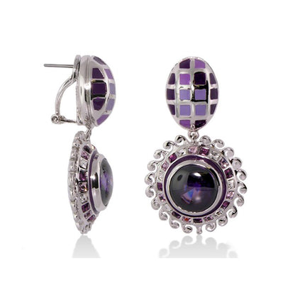 Sundial Earring set in enamel mosaic purple chandelier earrings by Lauren G Adams on Tampa Home & Garden Store