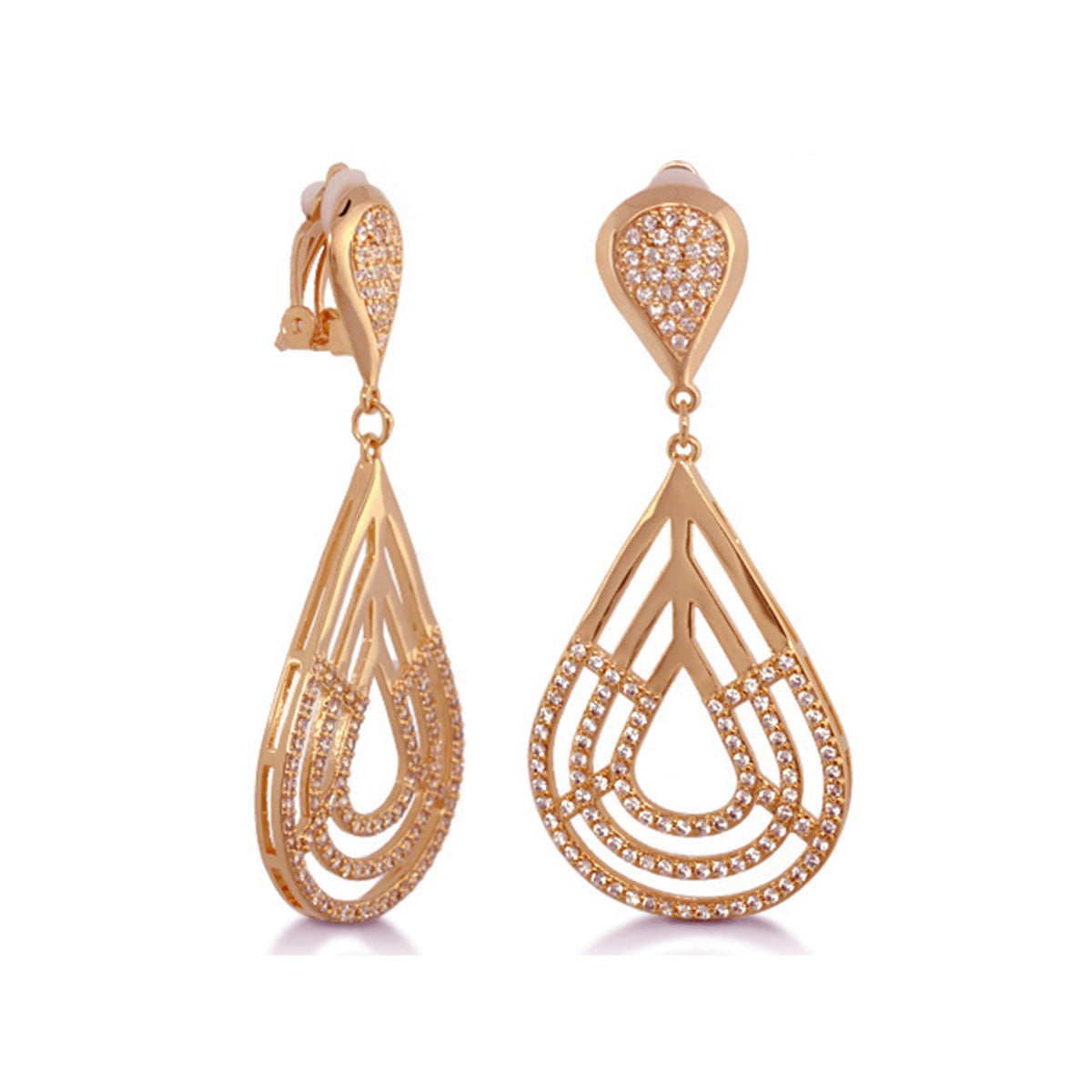 Orbital Pavé Teardrop Clip earrings, rose gold-tone with pavé crystals, Lauren G Adams on Tampa Home & Garden Store