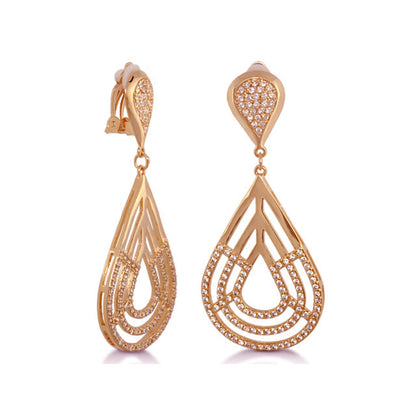 Orbital Pavé Teardrop Clip earrings, rose gold-tone with pavé crystals, Lauren G Adams on Tampa Home & Garden Store