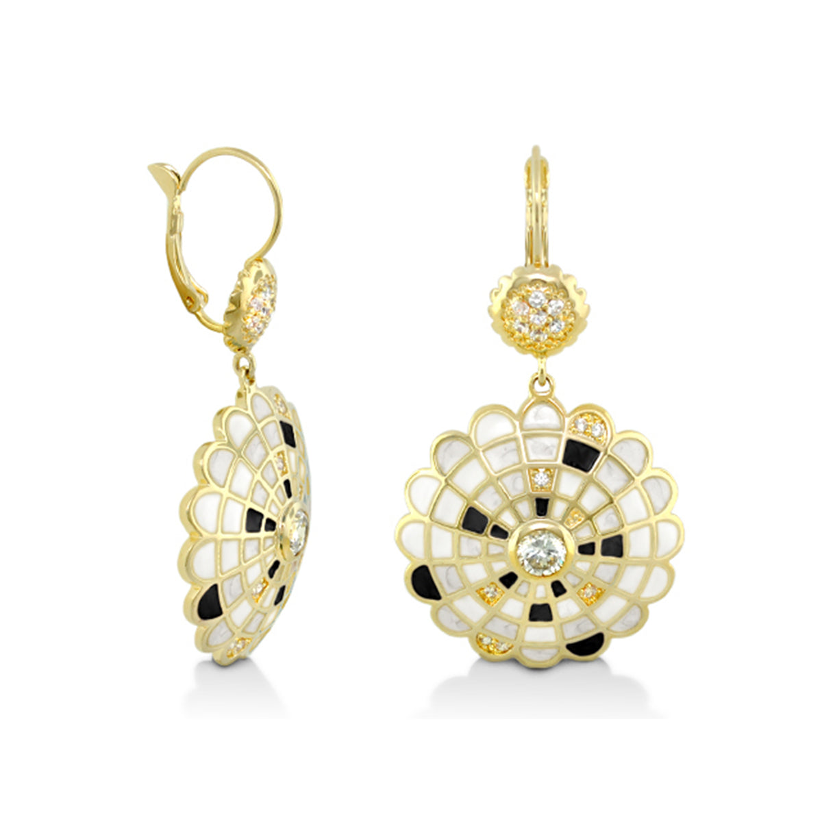 Chandelier Sundial Earring and Enamel Drops