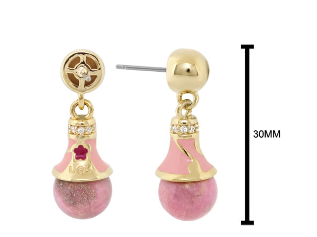 Fab Earrings charm earrings pink bell drops with gold cap and rhinestone band, Lauren G Adams 2pc on Tampa Home & Garden Store