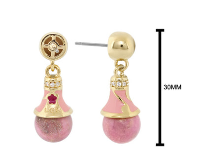 Fab Earrings charm earrings pink bell drops with gold cap and rhinestone band, Lauren G Adams 2pc on Tampa Home & Garden Store
