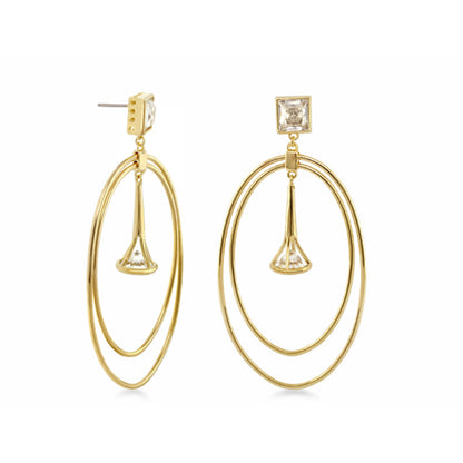 Orbital earrings by Lauren G Adams in gold-tone with double oval hoops and crystals on Tampa Home & Garden Store