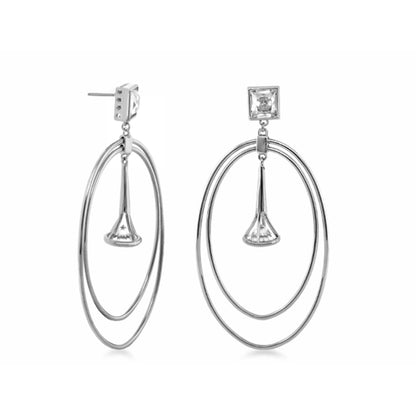 Orbital earrings pair Lauren G Adams with double silver oval hoops and square crystal stud on Tampa Home & Garden Store