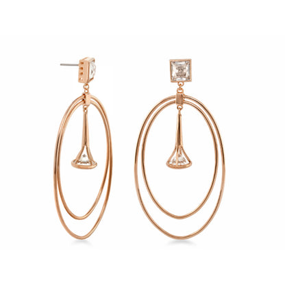 Orbital earrings by Lauren G Adams in rose gold with double oval hoops and cone pendant on Tampa Home & Garden Store