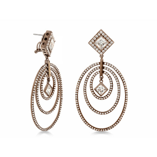 Orbital earrings by Lauren G Adams in rose gold with square crystal topper and crystal hoops on Tampa Home & Garden Store