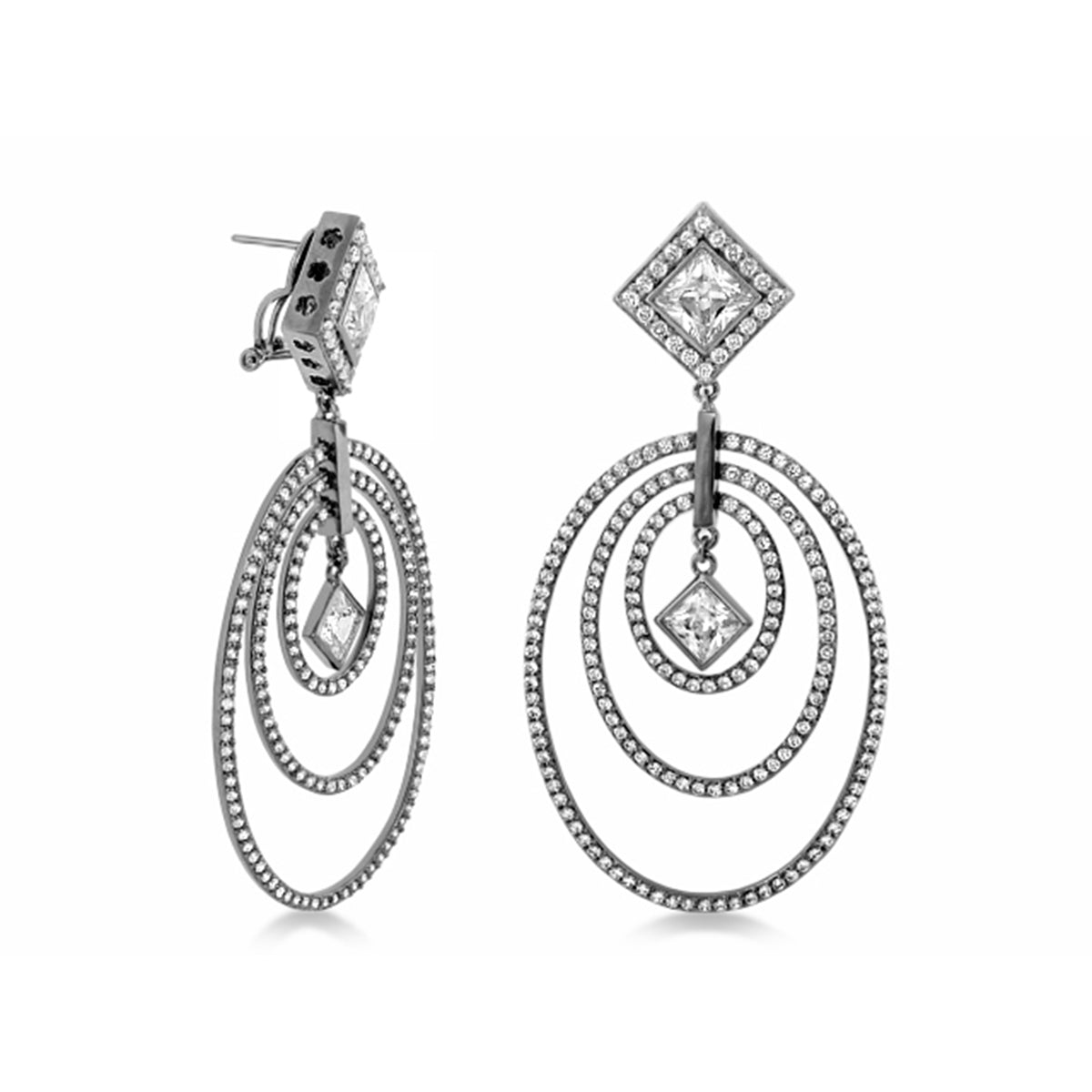 Orbital earrings by Lauren G Adams, silver-tone diamond-studded nested hoops from Collections on Tampa Home & Garden Store