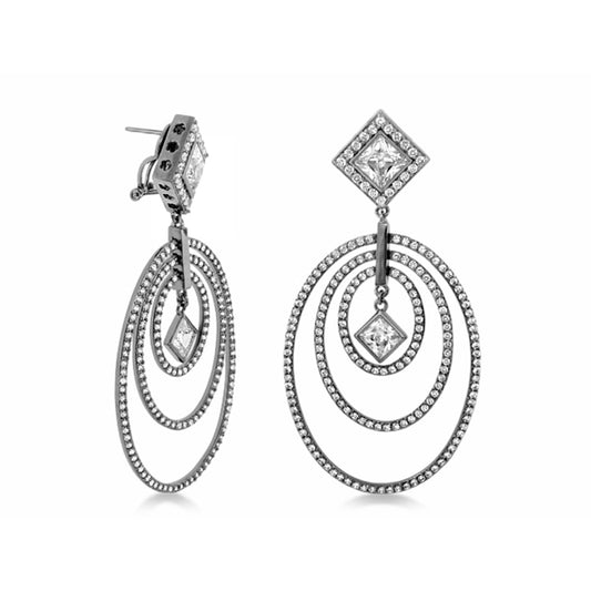 Orbital earrings by Lauren G Adams, silver-tone diamond-studded nested hoops from Collections on Tampa Home & Garden Store