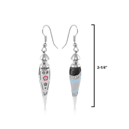 Tribal dangle earrings pair by Lauren G Adams in silver with blue accents 2 1/4 in long on Tampa Home & Garden Store