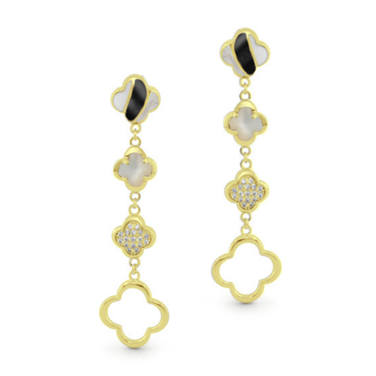 Clover and Clover Again Linear Drop earrings in gold with open clover drops from Lauren G Adams on Tampa Home & Garden Store