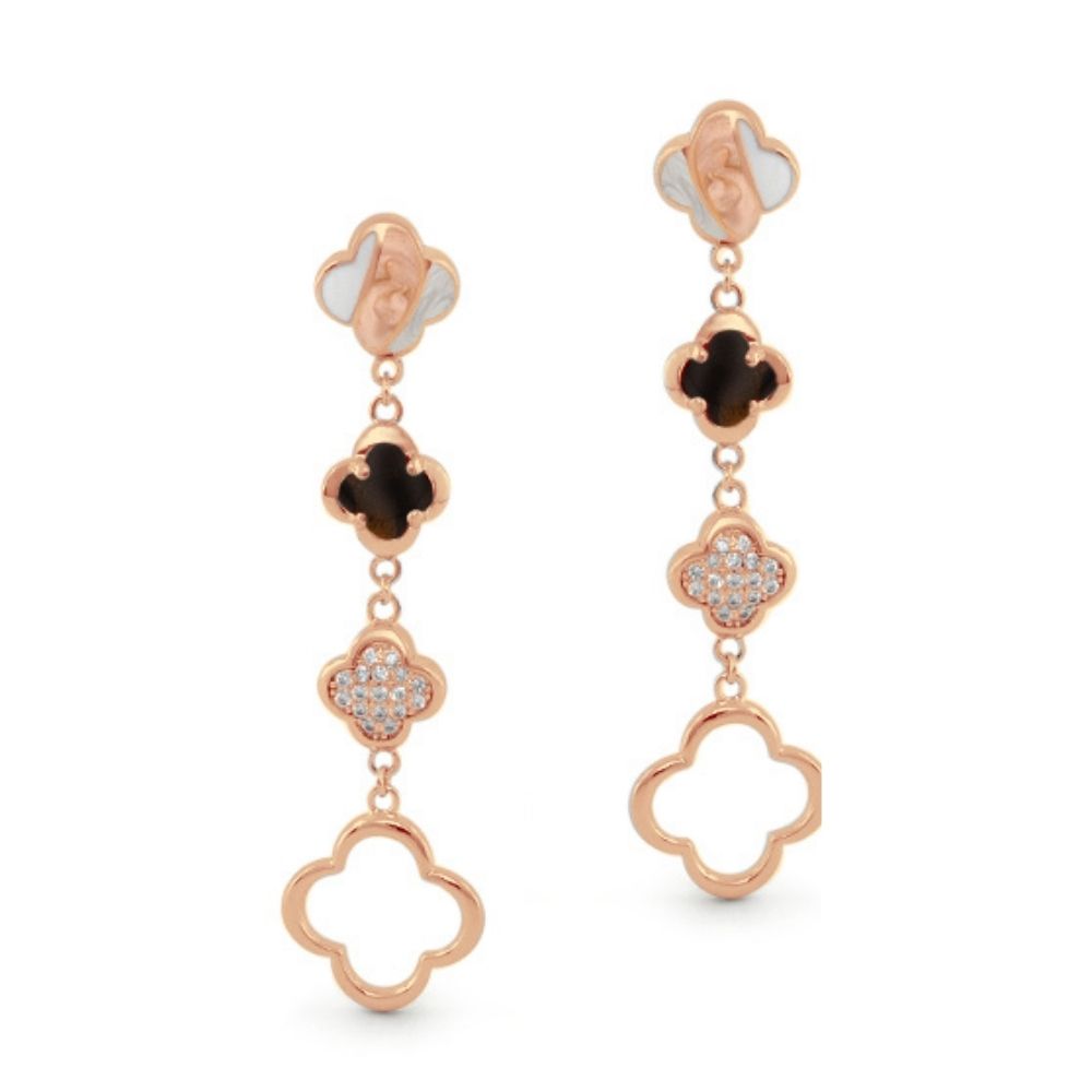 Clover and Clover Again linear drop earrings by Lauren G Adams with rose-gold clover links on Tampa Home & Garden Store