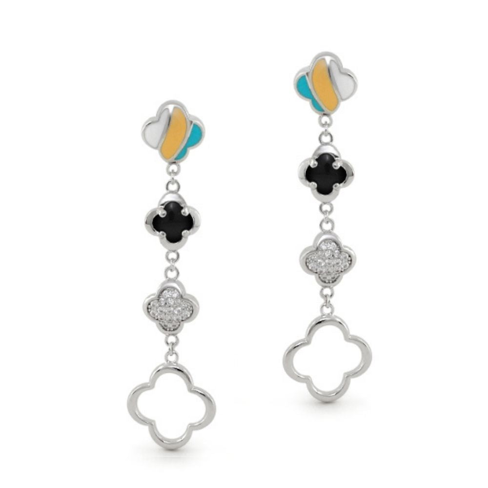 Clover and Clover Again long drop earrings by Lauren G Adams with top and open quatrefoil bottom on Tampa Home & Garden Store