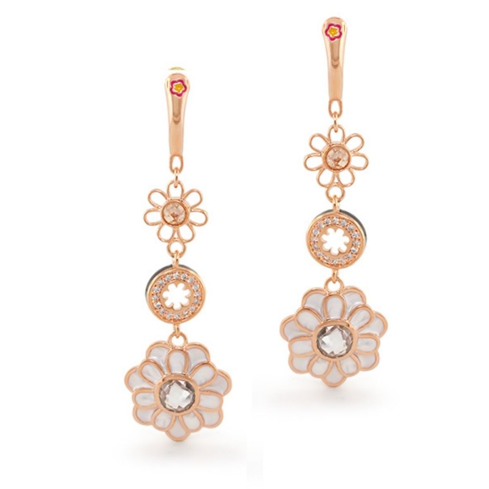Daisy Dreams earrings rose-gold floral drops with enamel petals and crystals Lauren G Adams on Tampa Home & Garden Store