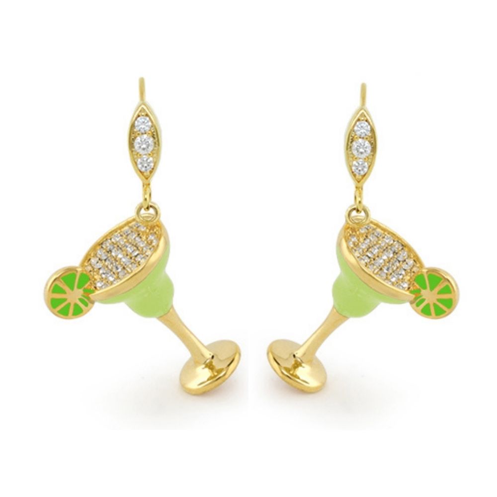 Eau Enamel Margarita Earrings gold-tone lime-green margarita charms and crystals Lauren G Adams on Tampa Home & Garden Store