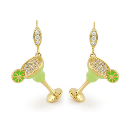 Eau Enamel Margarita Earrings gold-tone lime-green margarita charms and crystals Lauren G Adams on Tampa Home & Garden Store