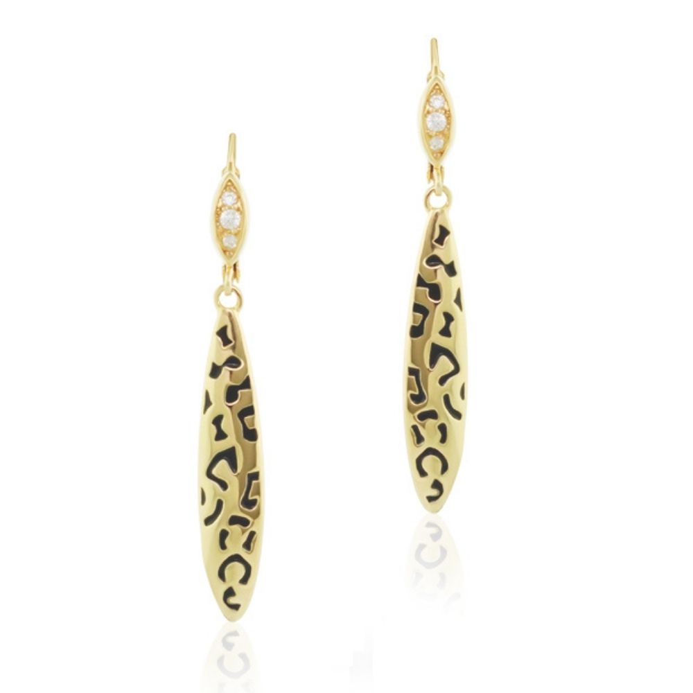 Sweet Leopard Earrings by Lauren G Adams, gold-tone leopard-print drops with crystals on Tampa Home & Garden Store