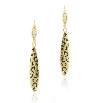 Sweet Leopard Earrings by Lauren G Adams, gold-tone leopard-print drops with crystals on Tampa Home & Garden Store
