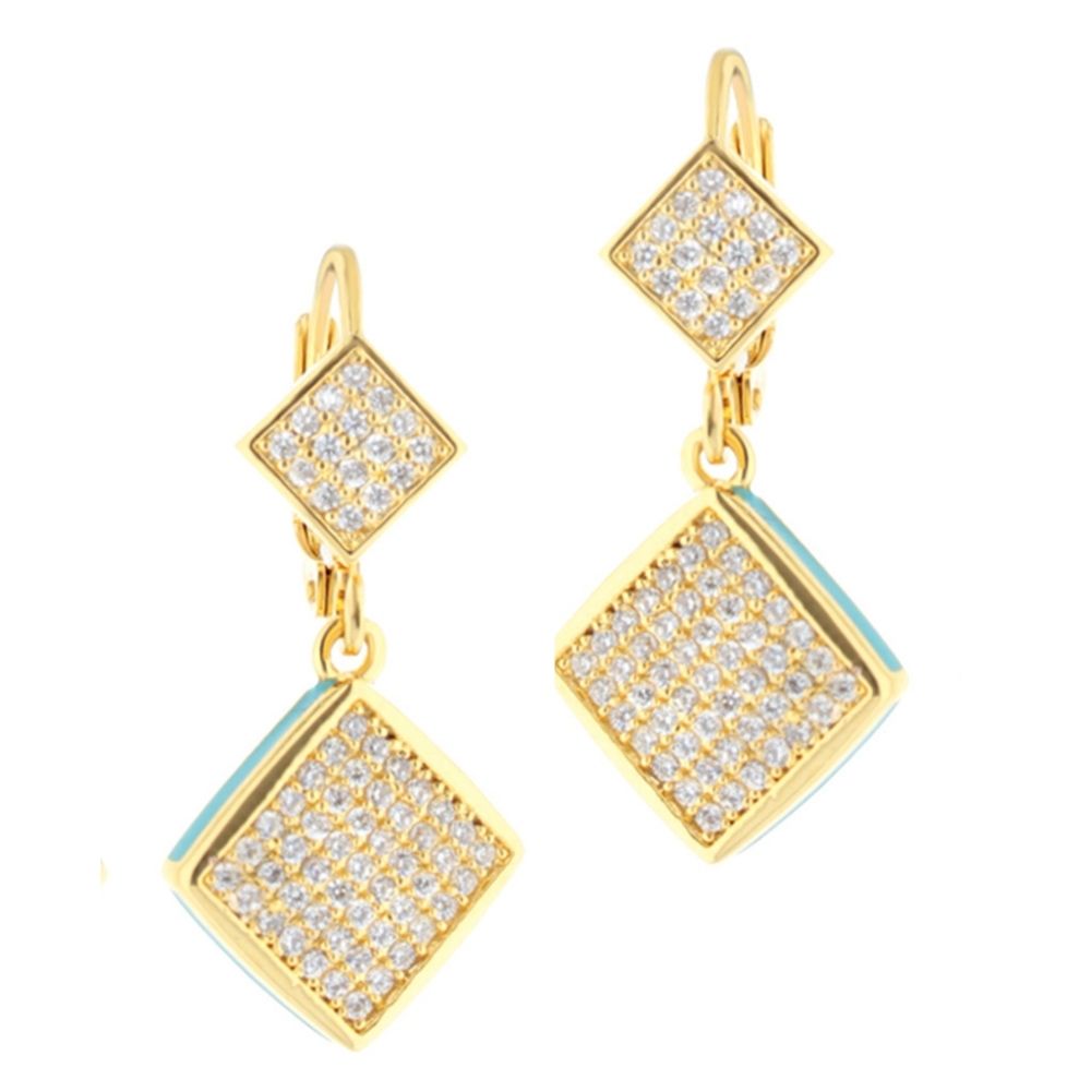 Fierce Edge Dangle Earrings pair gold-tone pave-diamond design by Lauren G Adams on Tampa Home & Garden Store