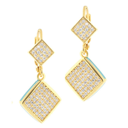 Fierce Edge Dangle Earrings pair gold-tone pave-diamond design by Lauren G Adams on Tampa Home & Garden Store