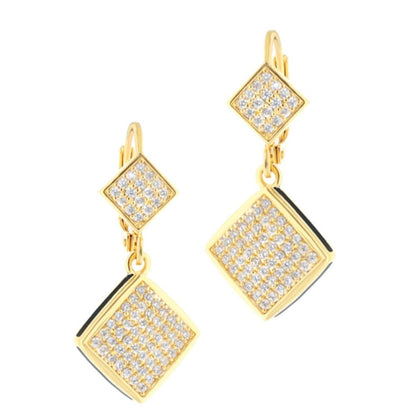 Fierce Edge dangle earrings by Lauren G Adams, gold-tone pavé diamond square drops, pair on Tampa Home & Garden Store