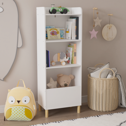 Kids 4-Tier Bookcase Children's Book Display Bookshelf Toy Storage Cabinet Organizer for Children's Room Playroom - Tampa Home & Garden Store