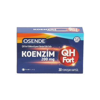 Osende Koenzim QH 200 mg supplement box in blue with OSENDE branding, 30 soft capsules on Tampa Home & Garden Store