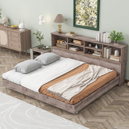 Full Size Daybed Frame with Storage Bookcases Wood Light Oak - Tampa Home & Garden Store