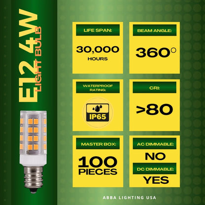 E12 4W SMD 12V LED Light Bulbs Dimmable Energy Saving Light Bulb - Tampa Home & Garden Store