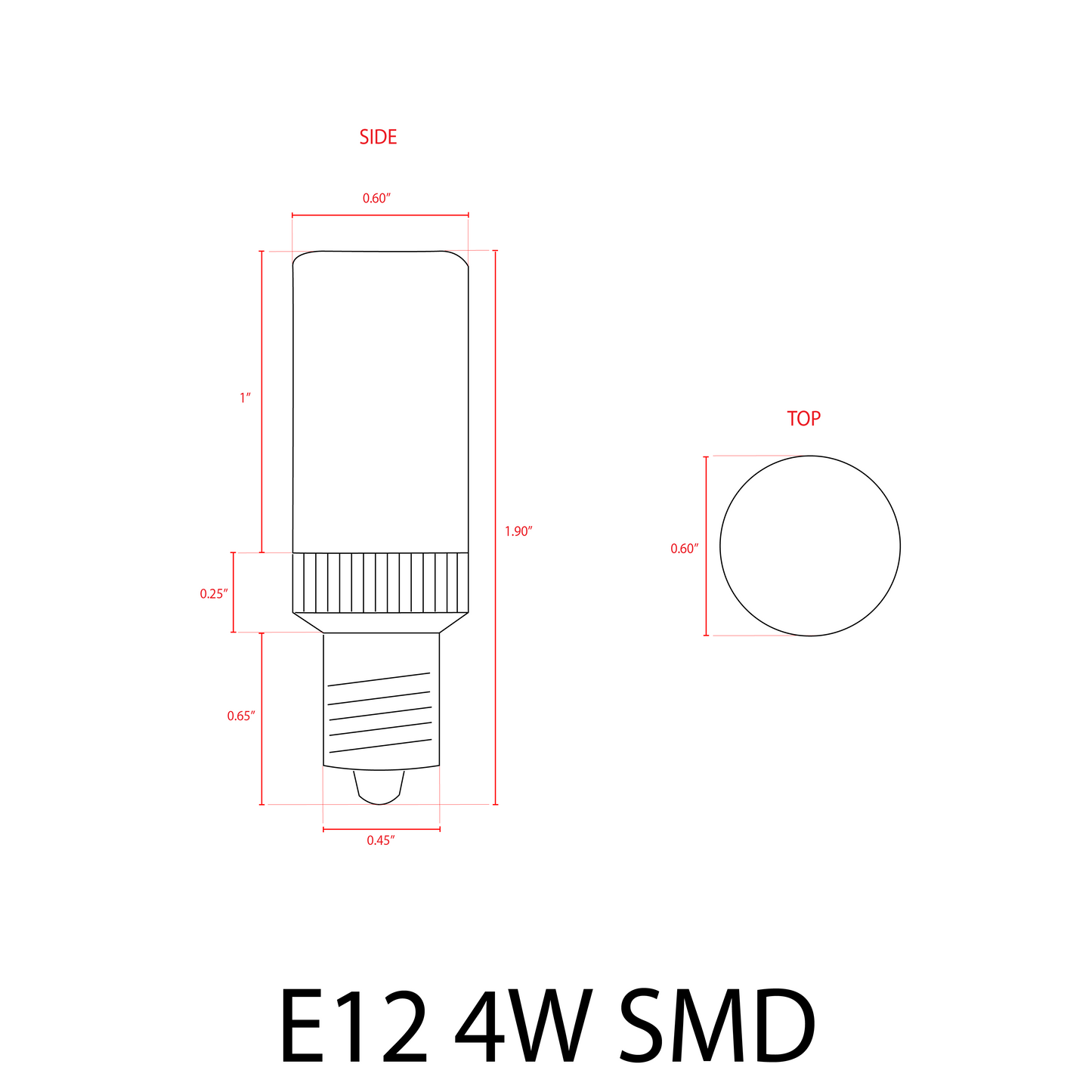 E12 4W SMD 12V LED Light Bulbs Dimmable Energy Saving Light Bulb